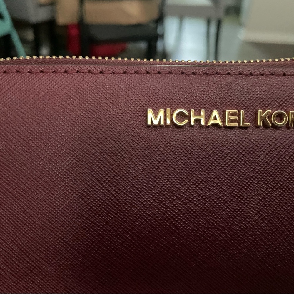 Michael Kors Maroon Wallet with Gold Details
